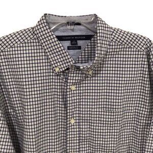 Men’s Shirt, Tommy Hilfiger Mens Shirt, size Large, Blue and White Check, Long S